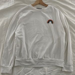 White Sweatshirt With Rainbow Patch